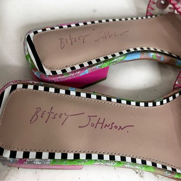 BETSEY JOHNSON Nelly Slide Sandal Large Rhinestones Size 8 Multi Pastel Colors - Picture 7 of 9
